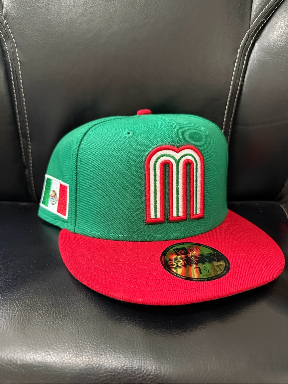 Mexico Green & Red Snapback Hat with Embroidered 'M'